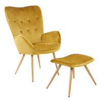RELAXSESSELSET YORK Samt Bezug mit Hocker, Gold - Goldfarben, Textil/Metall (67/100/48cm) - Albatros