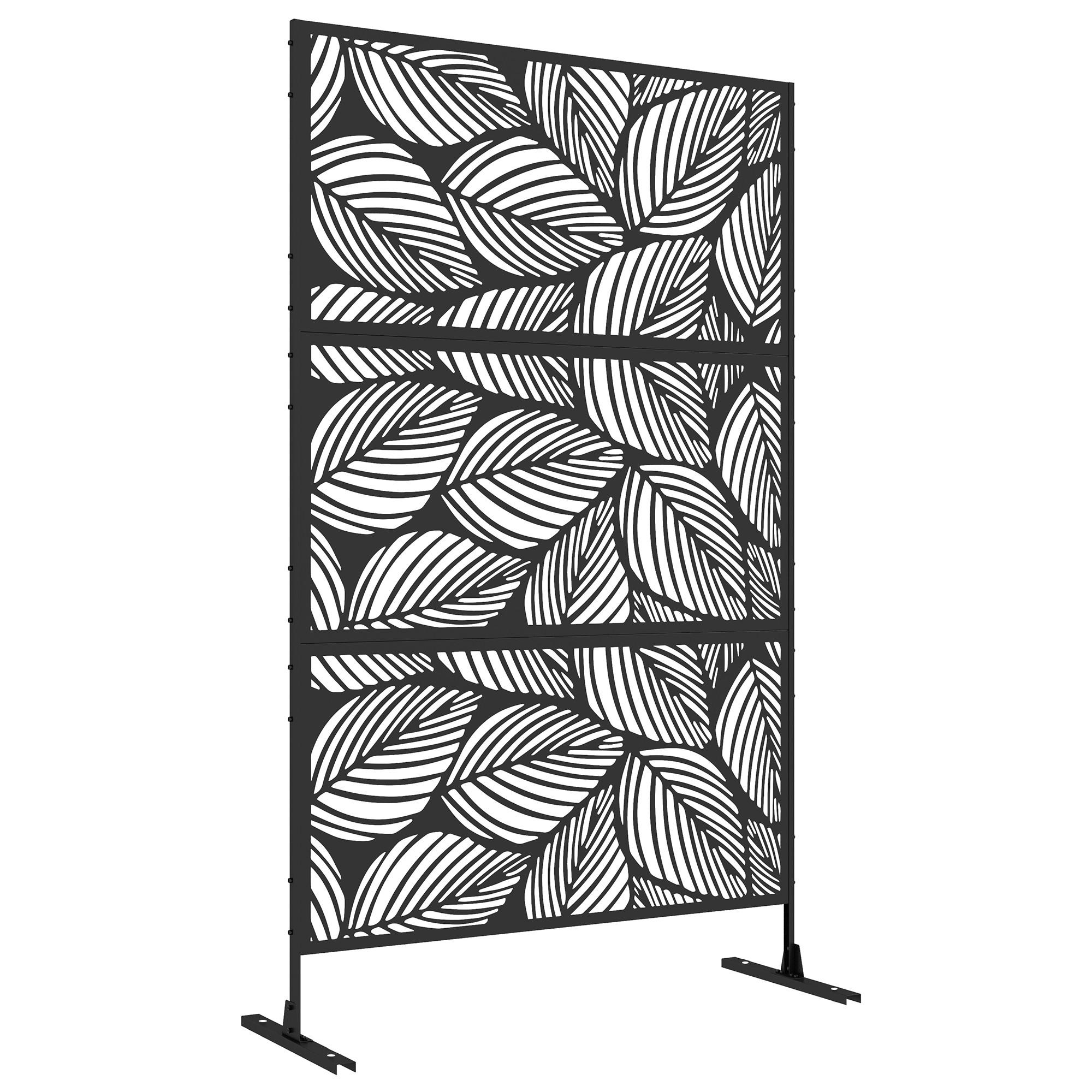 SICHTSCHUTZ Schwarz 122.0/45.0/198.0 cm - Schwarz, Metall (45/198cm)