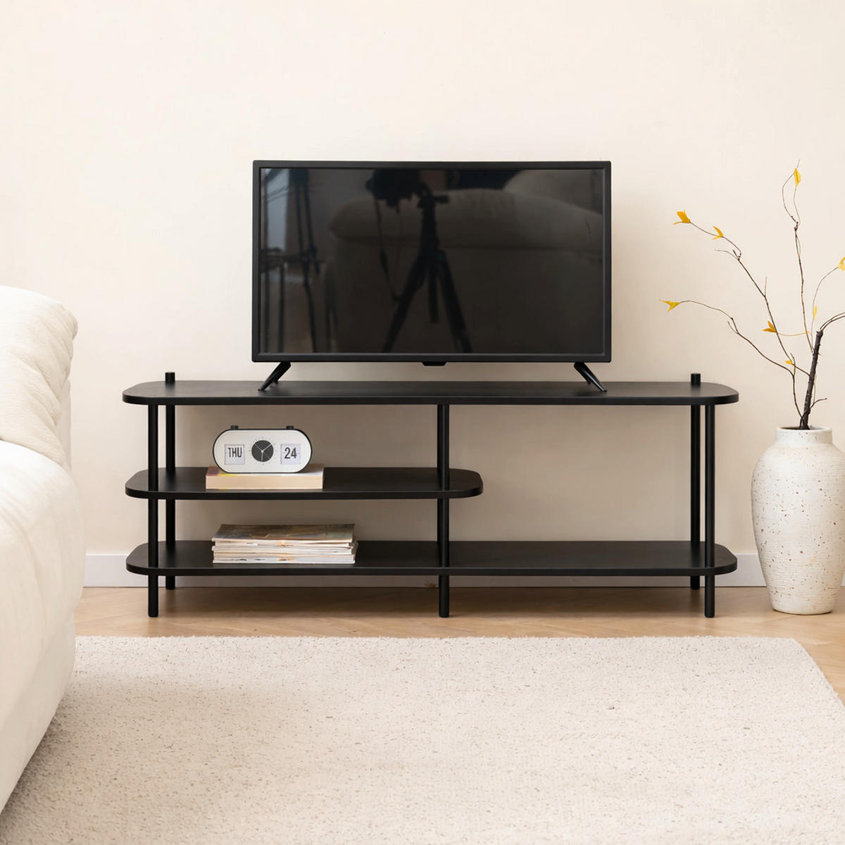 TV-SCHRANK Rechteckig Schwarz 140 x 40 x 49 (cm) - Schwarz, Metall (140/49/40cm) - Nordlys