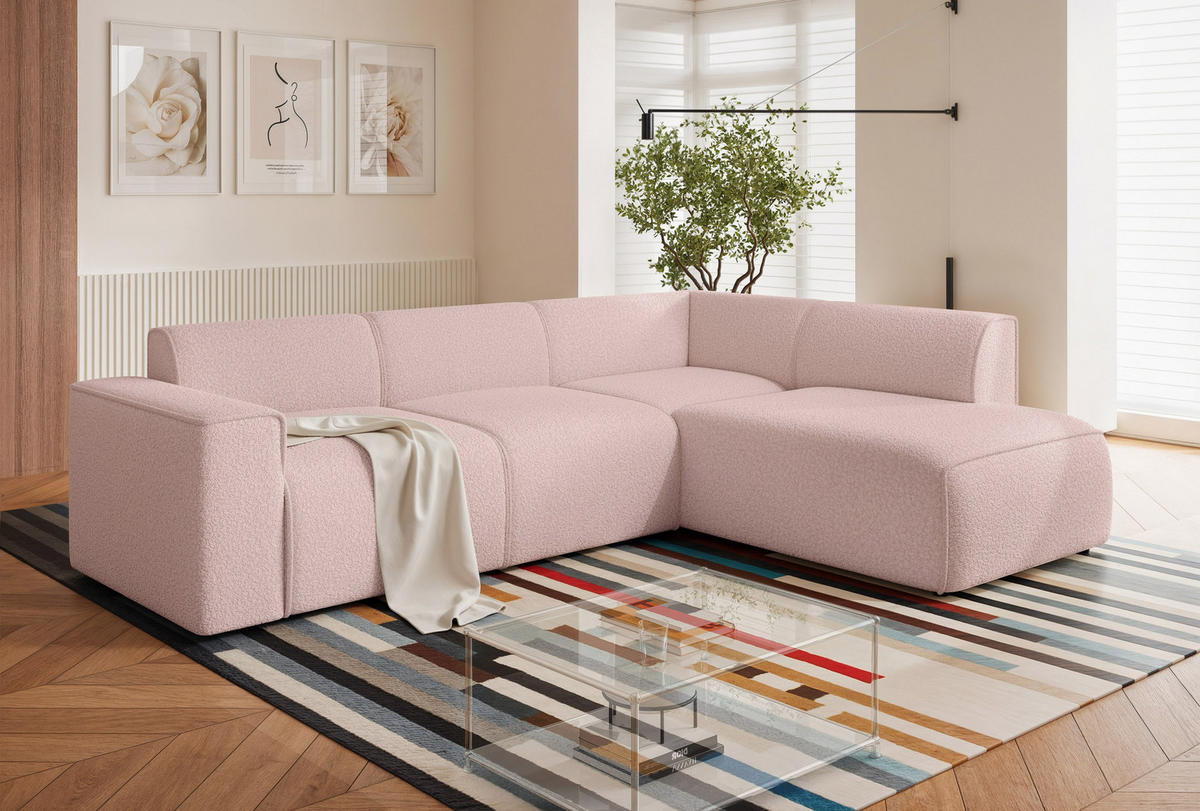 ECKSOFA ZAVO Feiner Mischstoff in Rosa - Rosa, Holzwerkstoff/Kunststoff (310/218cm) - Idohome