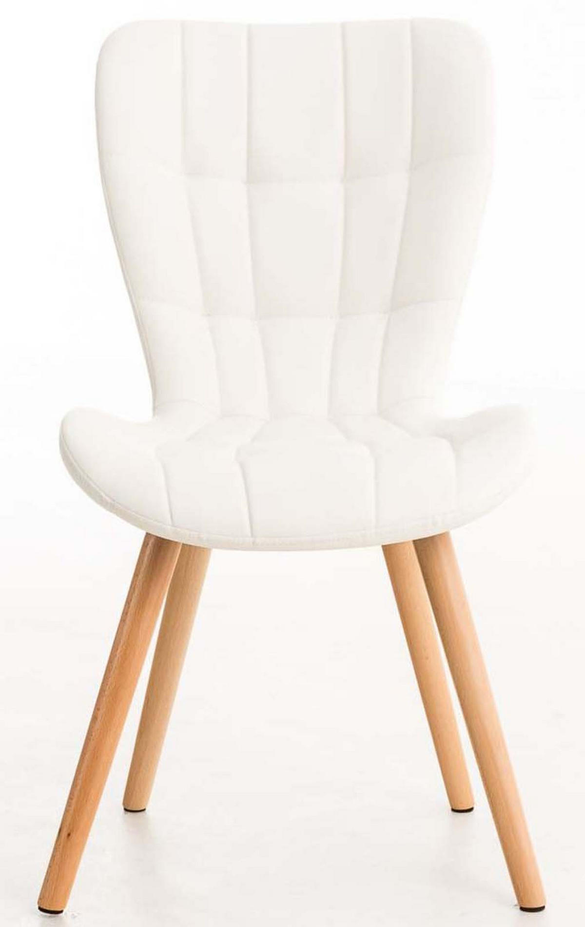 STUHL 4er Set Lederlook weiß - Eukalyptusholzfarben/Weiß, Holz/Textil (50/88/63cm) - CLP