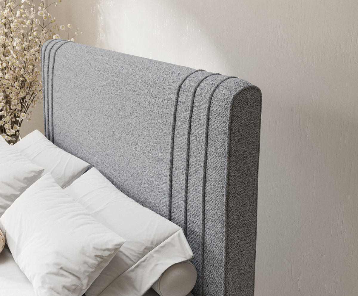 BOXSPRINGBETT Casone Grau 160/200 cm mit Latex-Topper - Silberfarben/Grau, Holz/Holzwerkstoff (160/200cm) - Maison de Reve