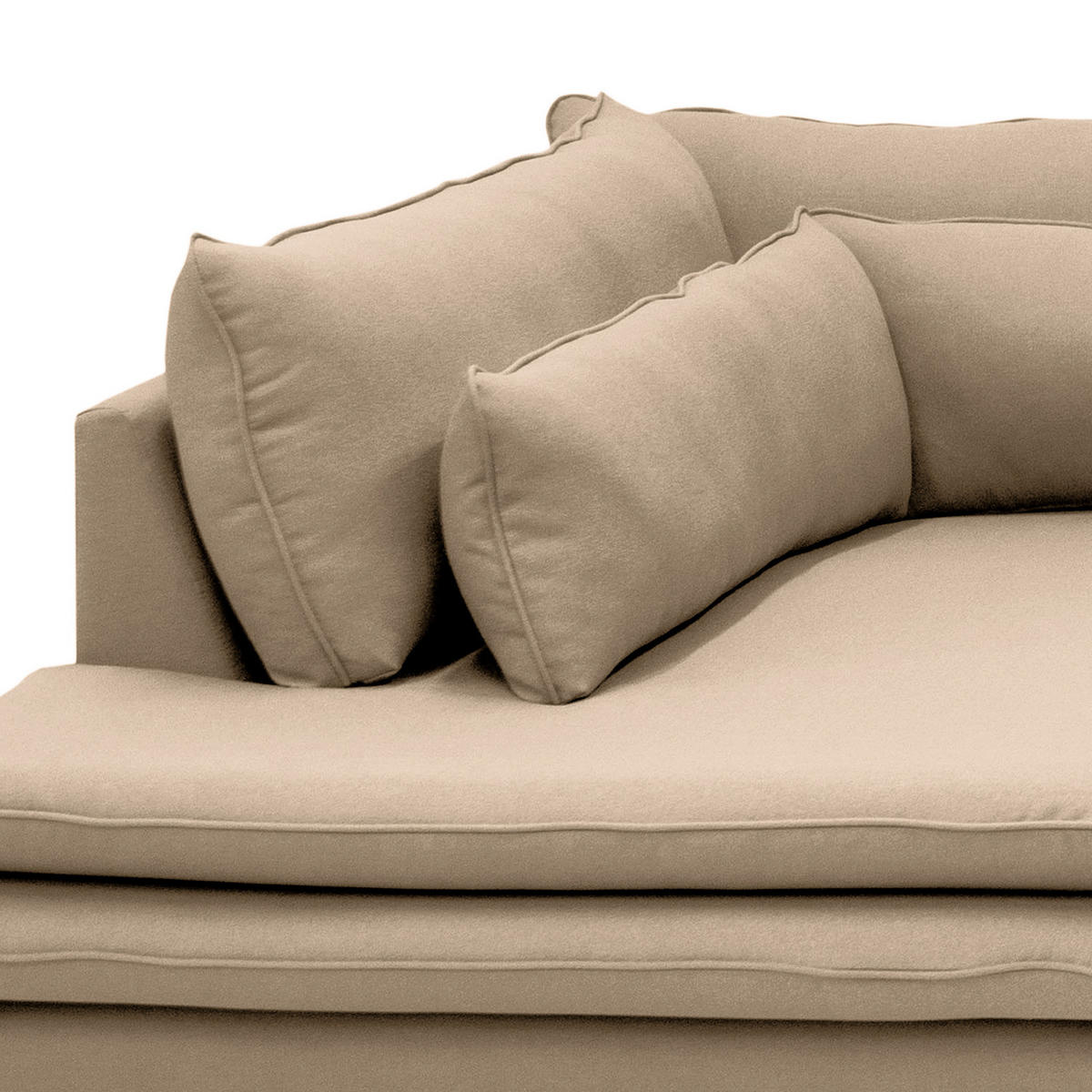 ECKSOFA mit Husse - Ottomane, Webstoff - Hellbraun/Schwarz, Kunststoff/Textil (299/222cm) - home24