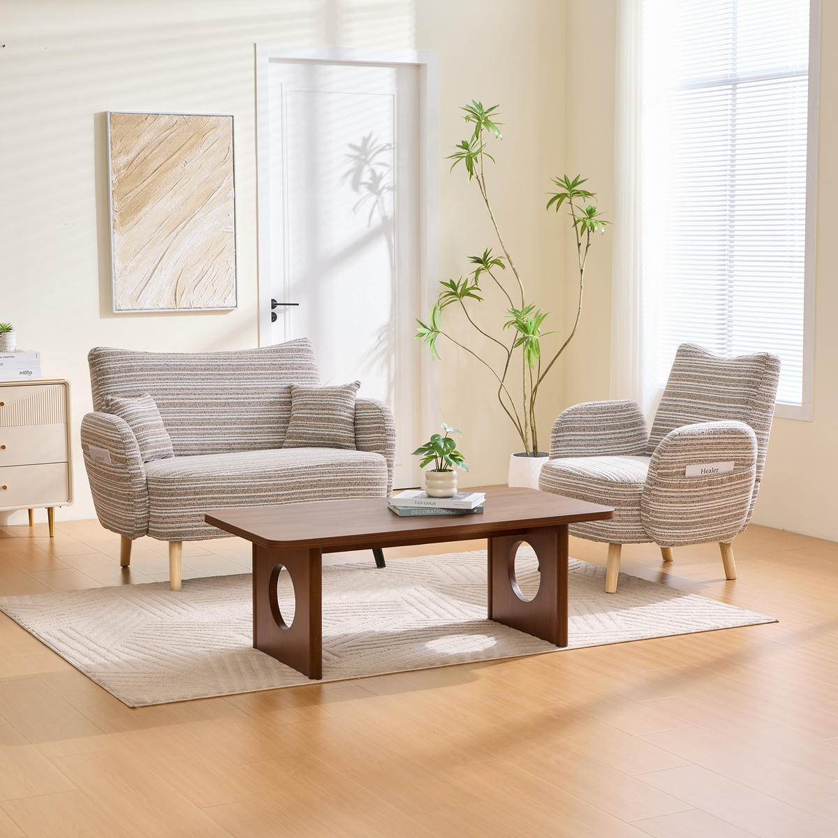 2-SITZER Sofa mit Armlehnen & Seitentasche, modernes Sessel Grau - Grau, Textil/Metall (121/87/81cm) - PARAFTA HOME
