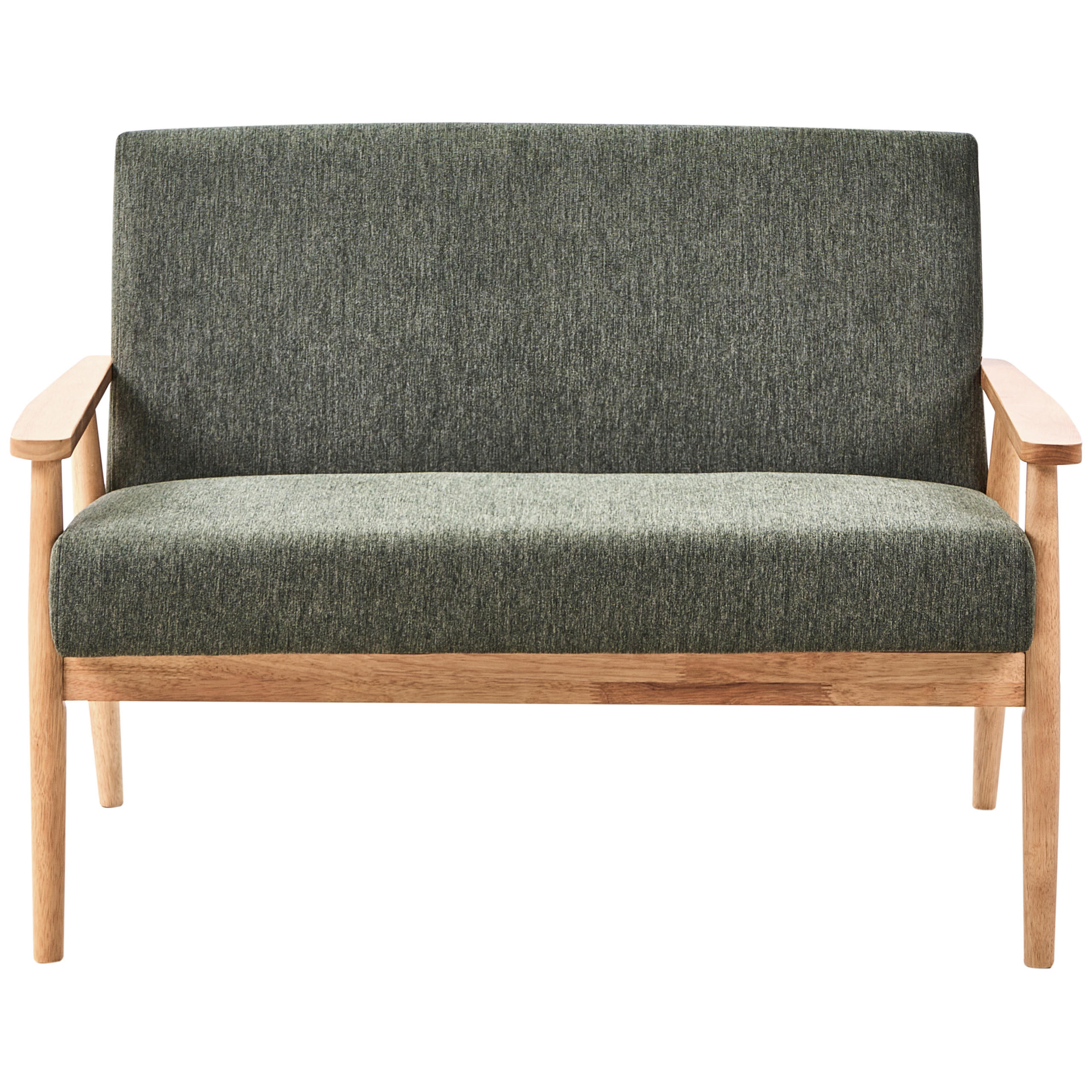 SOFA 2-Sitzer Hellbraun/Grün Esrum - Hellbraun/Grün, Holz/Textil (111/79/72cm) - Beliani