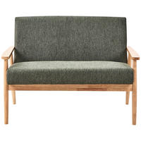 SOFA 2-Sitzer Hellbraun/Grün Esrum - Hellbraun/Grün, Holz/Textil (111/79/72cm) - Beliani