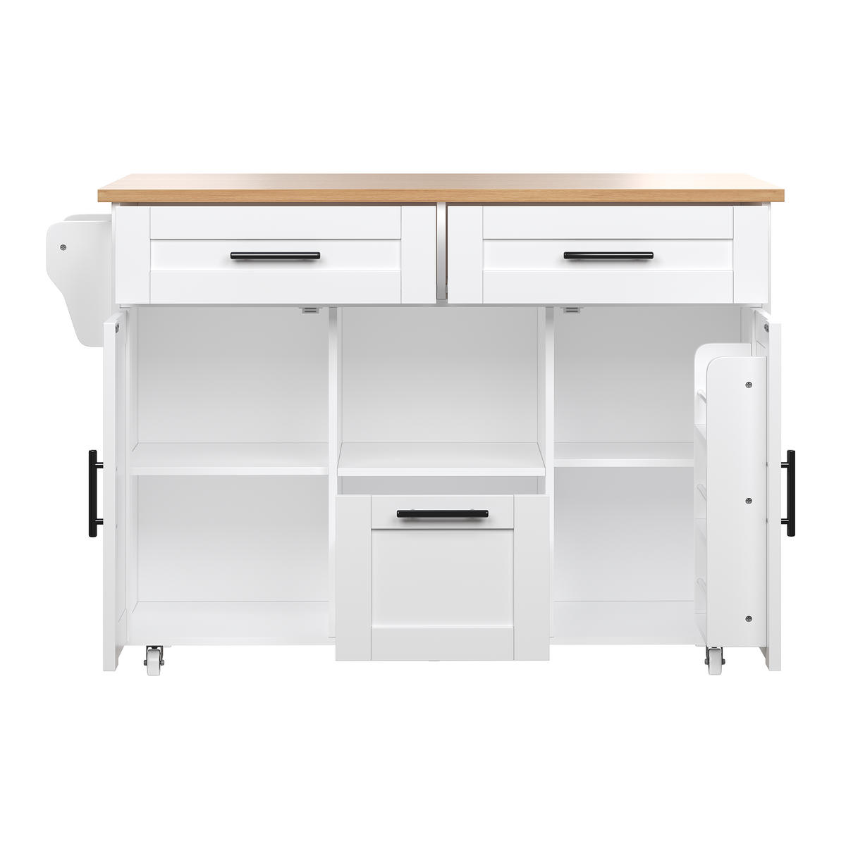 KÜCHENINSEL in Weiß Servierwagen mit Schubladen und Handtuchstange für Küche und Esszimmer, B120/T71/H90 cm - Weiß, Holzwerkstoff/Metall (120/90/71cm) - STILVORA