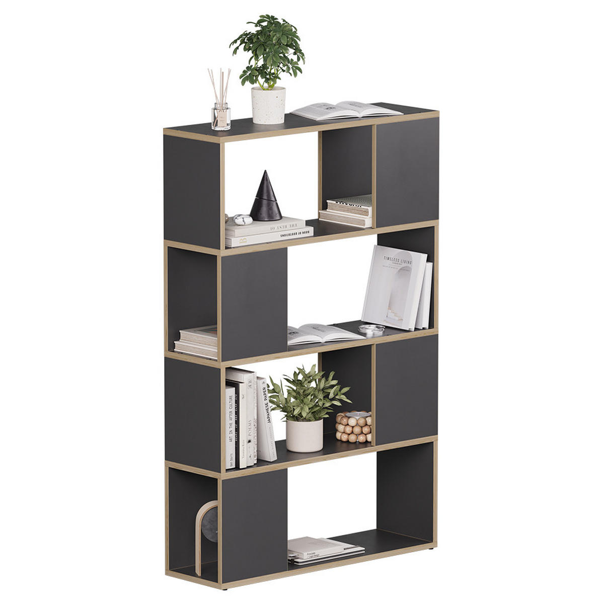 RAUMTEILER Eneos Anthrazit/Eiche 80 x 124.5 cm - Eichefarben/Anthrazit, Holzwerkstoff (80/124.5/24cm) - Vicco