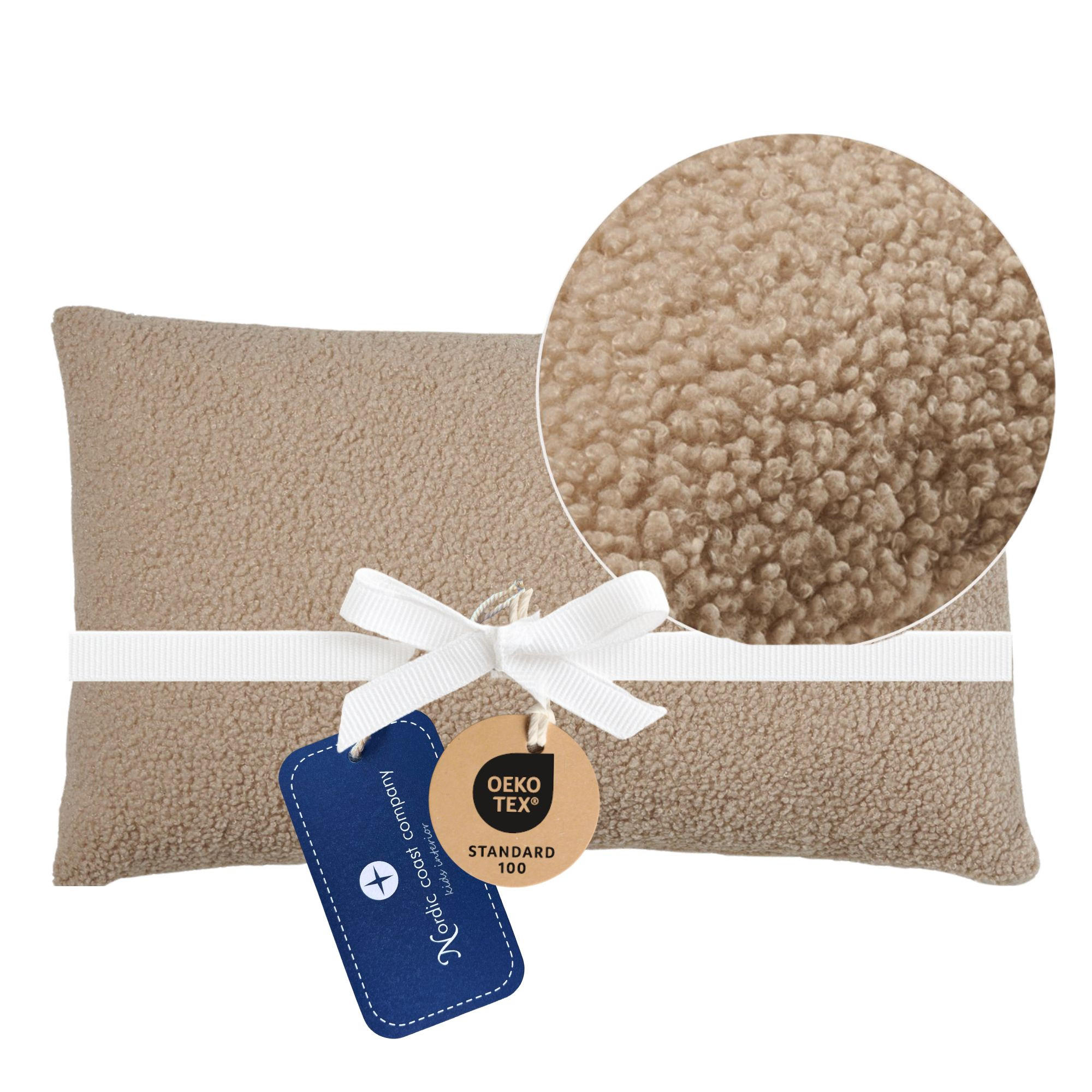 FELLKISSEN, Bouclé Teddy Zierkissen Flauschkissen Dekokissen Beige 30x50cm - Beige, Textil (30/50cm) - nordic coast company