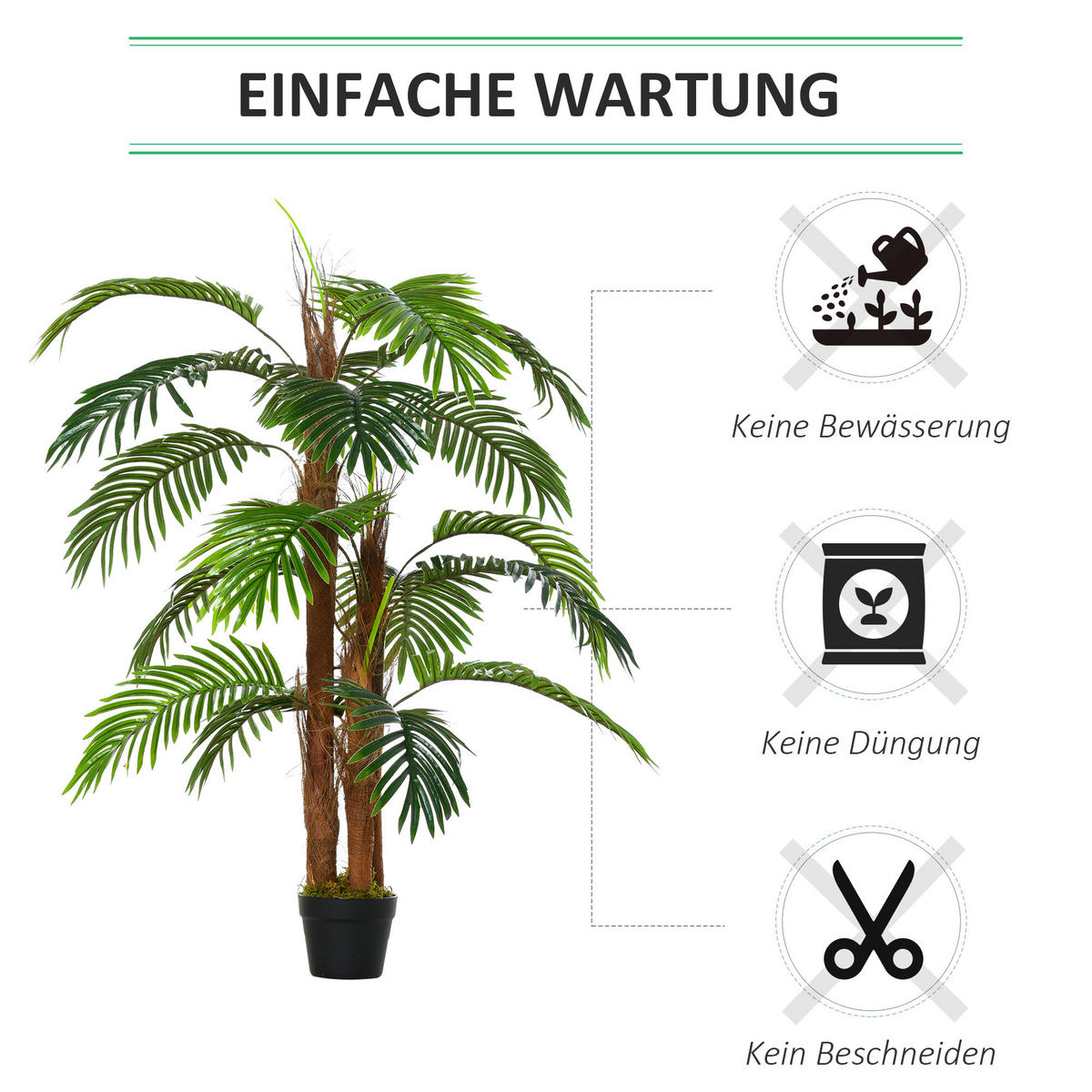 KÜNSTLICHE Pflanzen, Kunststoff, Grün - Grün, Kunststoff (120cm) - Outsunny