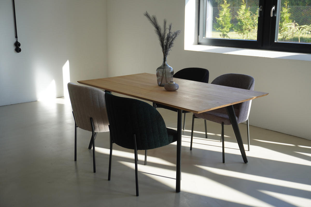 STUHL Kris bouclé grün - Schwarz/Grün, Textil/Metall (53/84/53cm) - INKA furniture