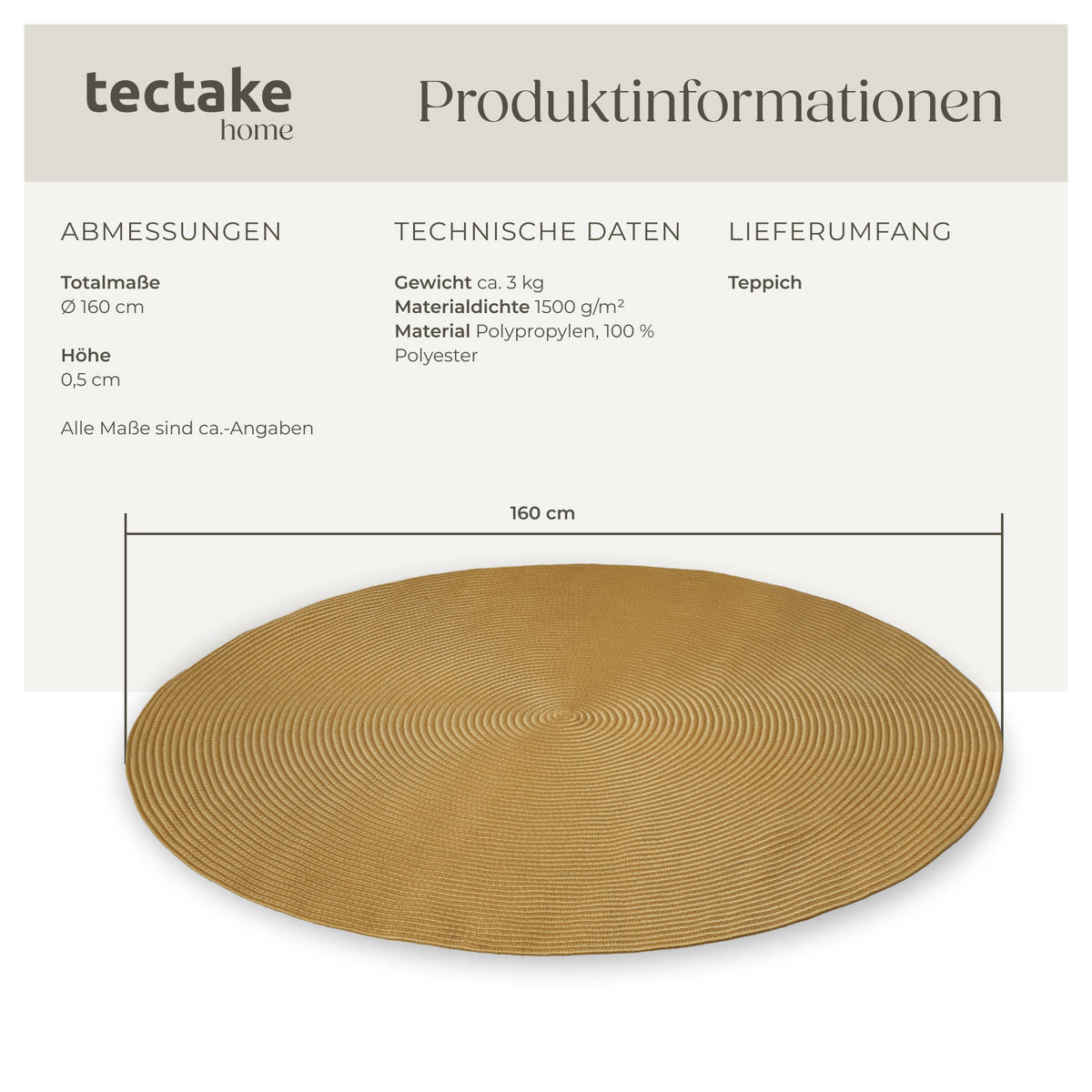 GEFLOCHTENER-TEPPICH Raya,strapazierfähig und pflegeleicht,braun - Braun, Textil (160/160cm) - tectake