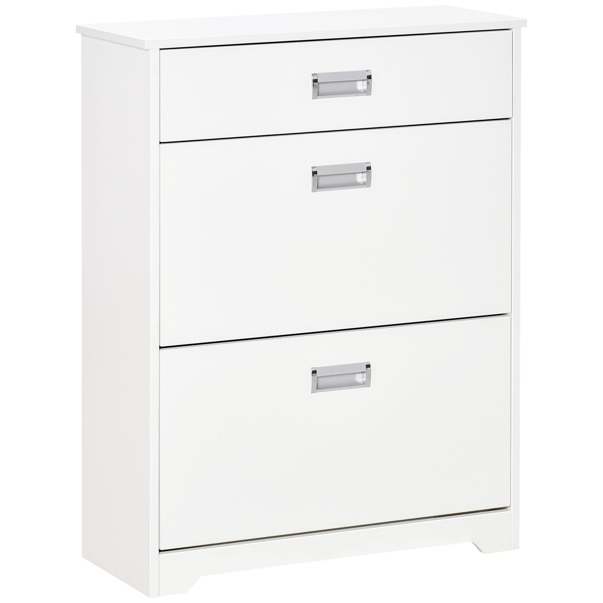 SCHUHSCHRANK Weiß Spanplatte klappbar mit Schublade 1 Stück - Weiß, Holzwerkstoff (70/92/29cm) - PANGIVO
