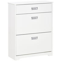 SCHUHSCHRANK Weiß Spanplatte klappbar mit Schublade 1 Stück - Weiß, Holzwerkstoff (70/92/29cm) - PANGIVO
