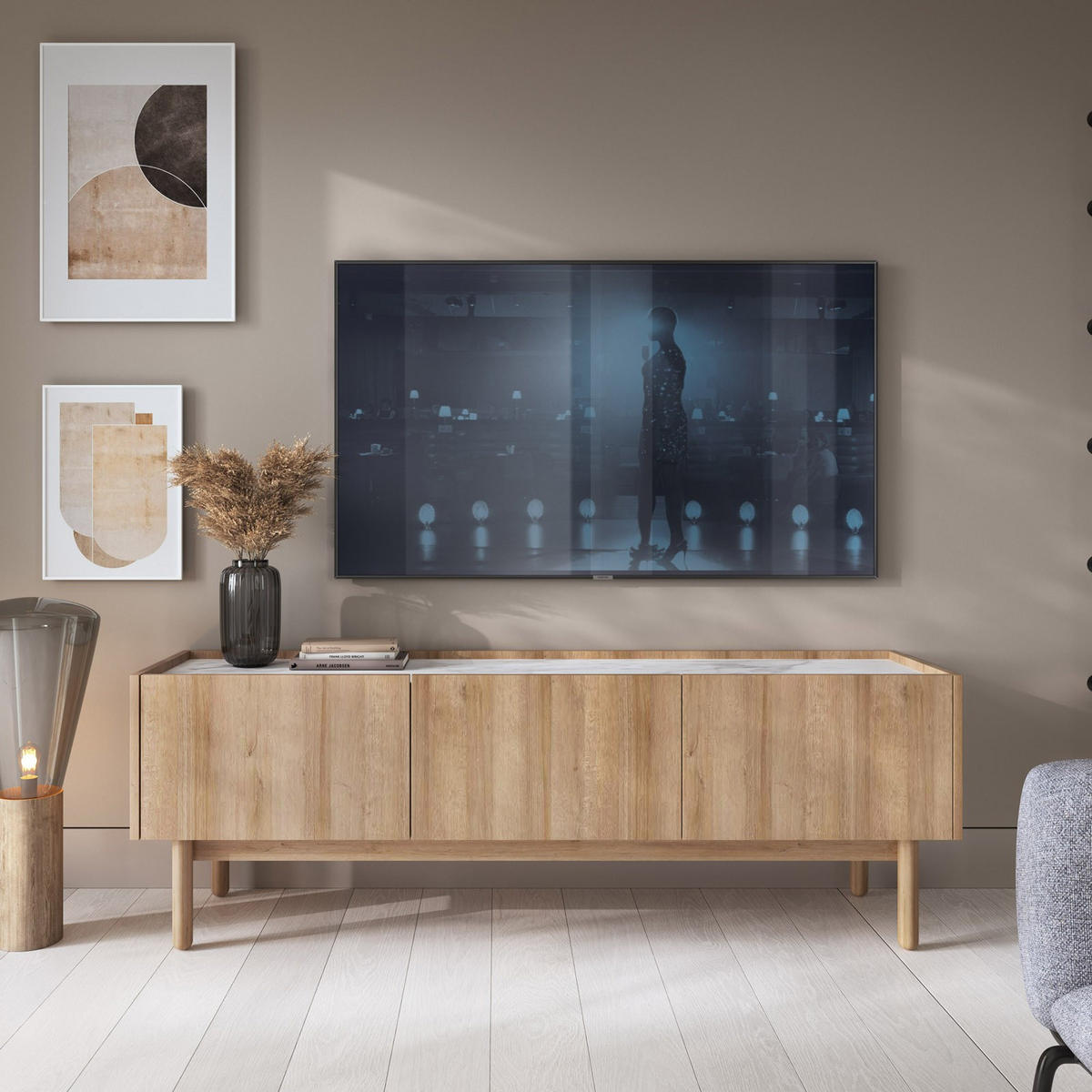 TV-ELEMENT RIVIERA 144 - Eichefarben, Holzwerkstoff (144/48/37cm) - Lookway
