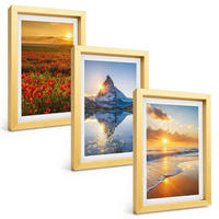 BILDER SET 3er Set - 20x30 cm Goldrahmen - Landschaften aus Bergen und Meeren im Westen - Goldfarben, Kunststoff (20/30cm) - TULUP