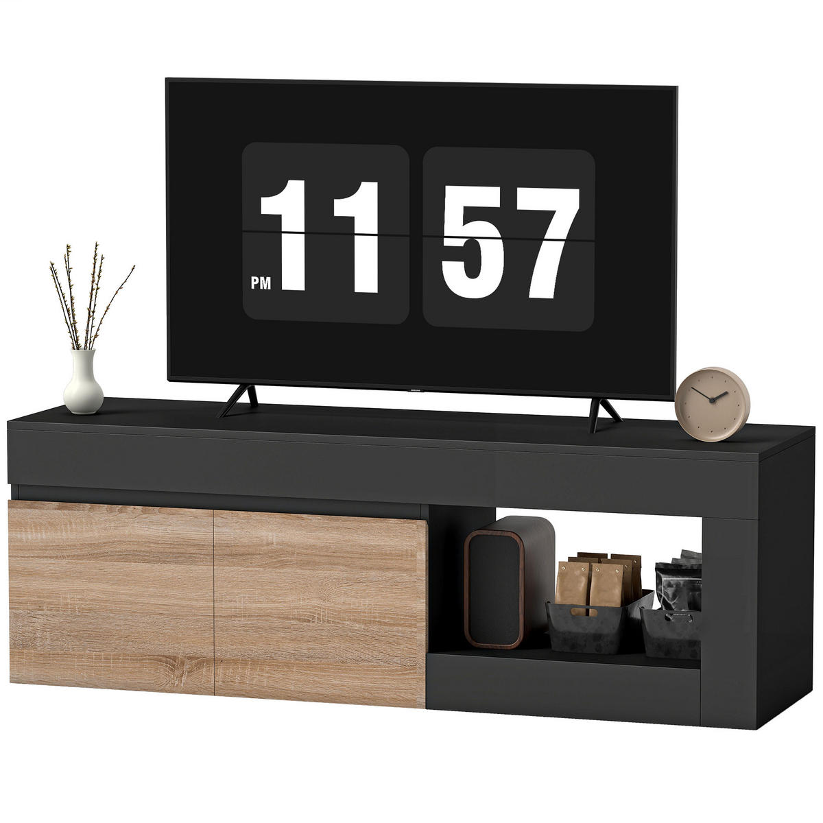 LOWBOARD DE-16147 140/40/48 cm Schwarz - Schwarz, Holzwerkstoff (140/48/40cm) - ComfortXL