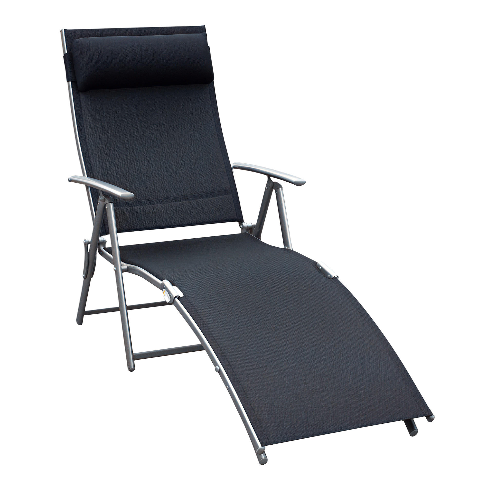 SONNENLIEGE Schwarz 137/63,5/100,5 cm - Schwarz, Metall (137/100.5/63.5cm) - PANGIVO