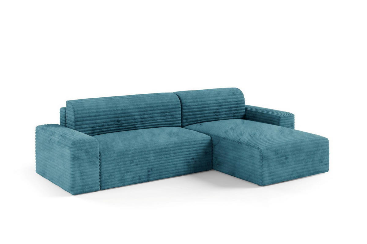 ECKSOFA mit Schlaffunktion Türkis - Türkis/Schwarz, Holz/Holzwerkstoff (300/185cm) - Furnisell