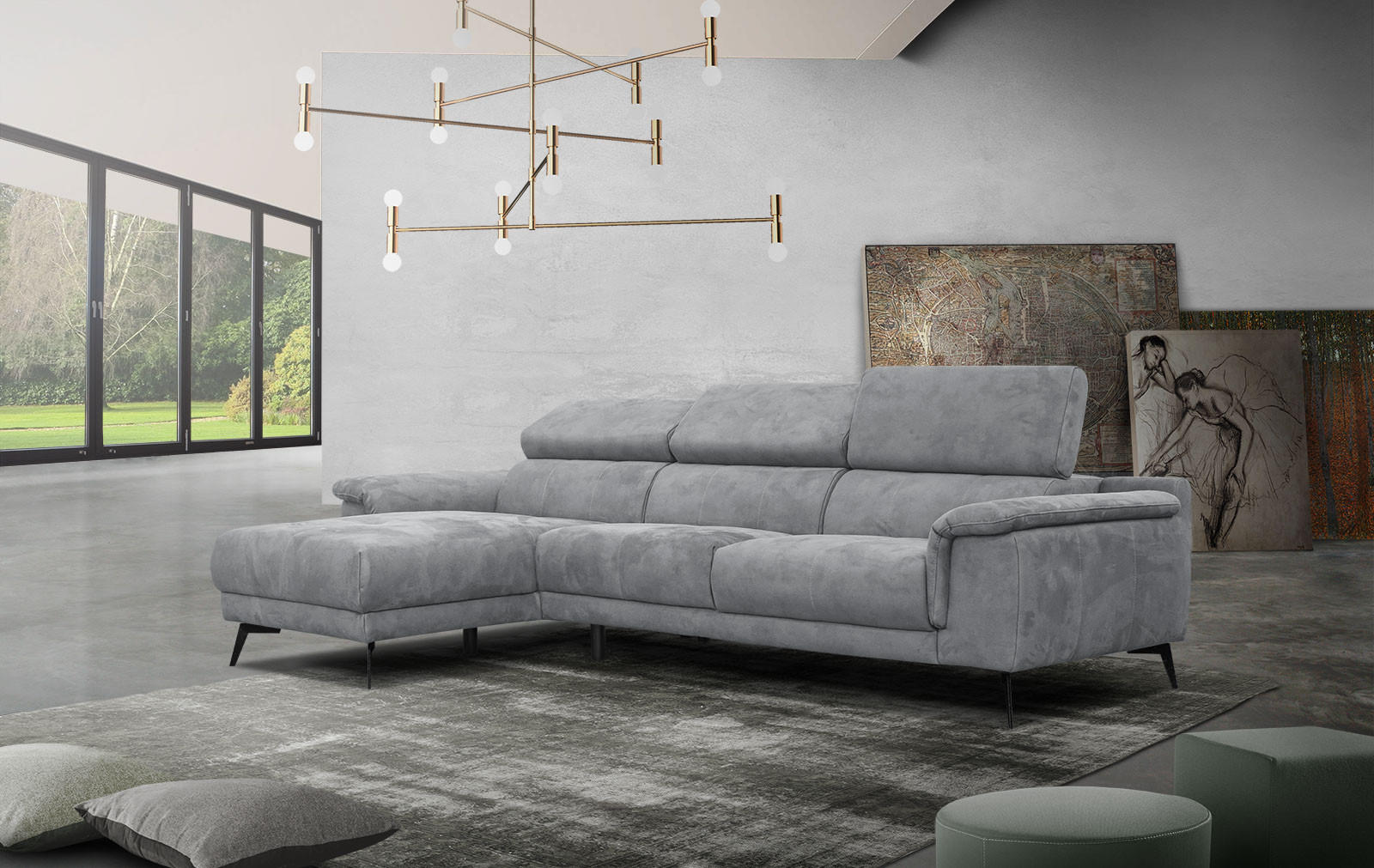 ECKSOFA FIERO 4-Sitzer, grau - Schwarz/Grau, Holzwerkstoff/Textil (158/269cm) - Courtois Laville
