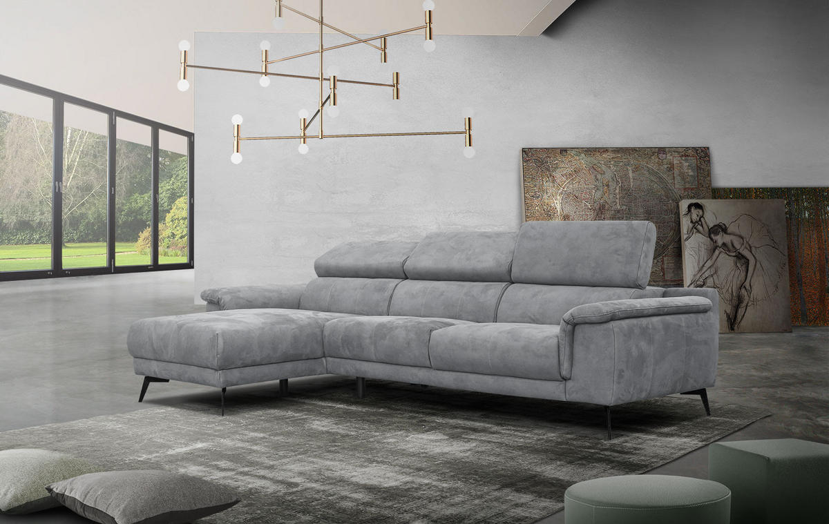 ECKSOFA FIERO 4-Sitzer, grau - Schwarz/Grau, Holzwerkstoff/Textil (158/269cm) - Courtois Laville