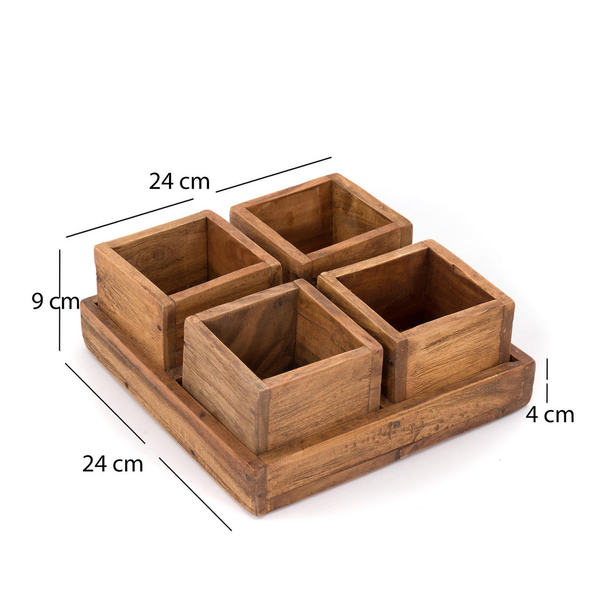 KISTEN-SET Cubo 5-tlg. Massivholz 01 natur-vintage - Naturfarben, Holz (4cm) - DESIGN DELIGHTS