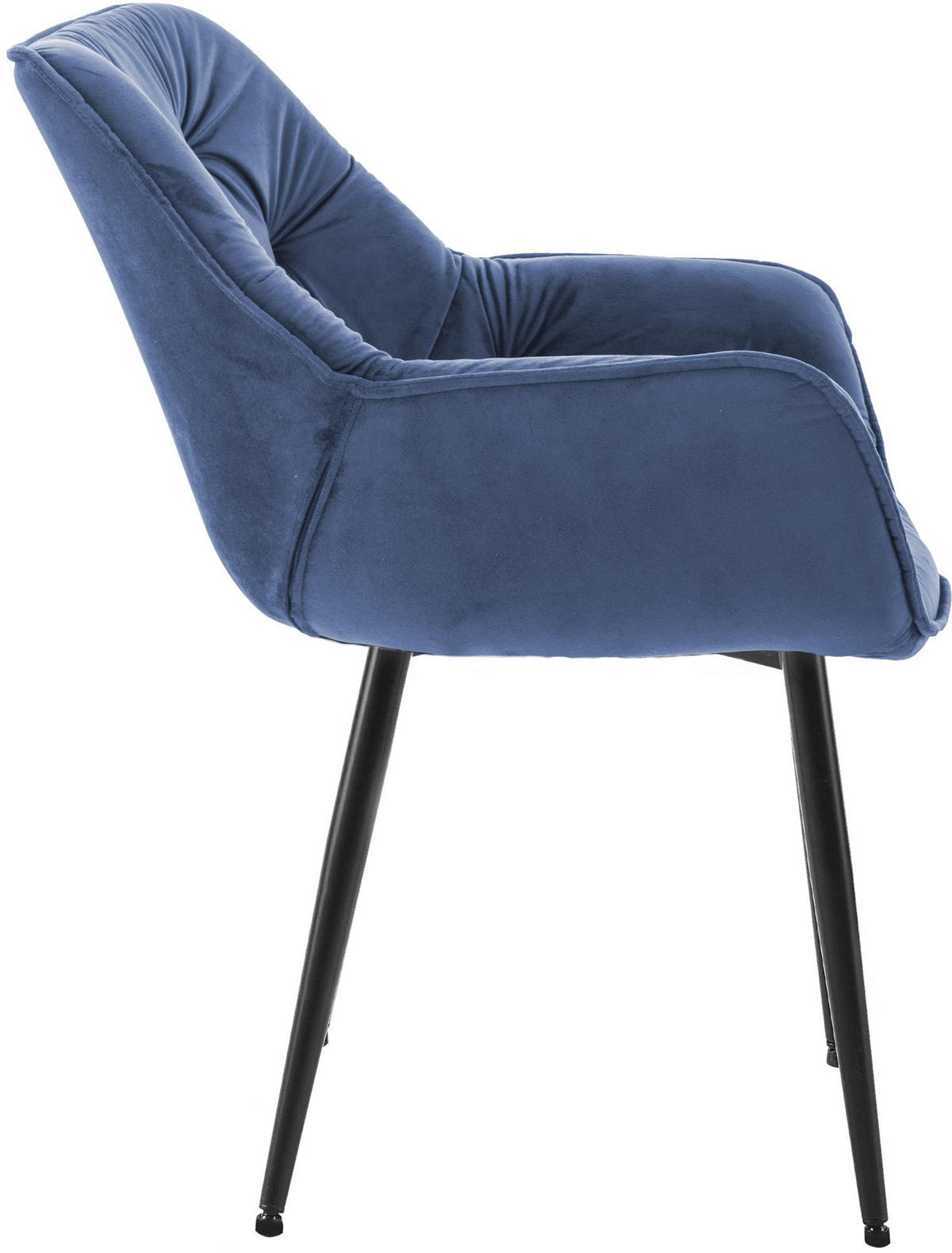 ARMLEHNENSTUHL 2er Set Samt Blau - Blau/Schwarz, Textil/Metall (58/83/62cm) - CLP