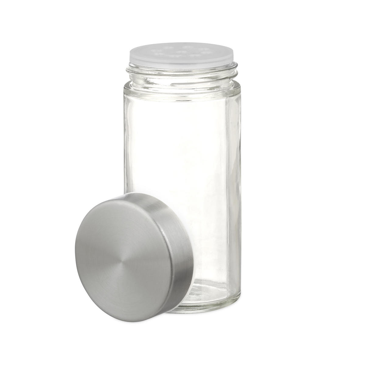 GEWÜRZKARUSSELL Silber Edelstahl drehbar 20er-Set - Silberfarben, Glas/Metall (22/39/22cm) - Relaxdays