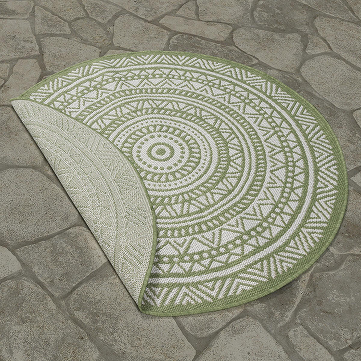 RUNDTEPPICH Orientalisch BORNO Polypropylen Grün 120 x 120 cm - Grün, Textil (120/120cm) - KADIMA DESIGN