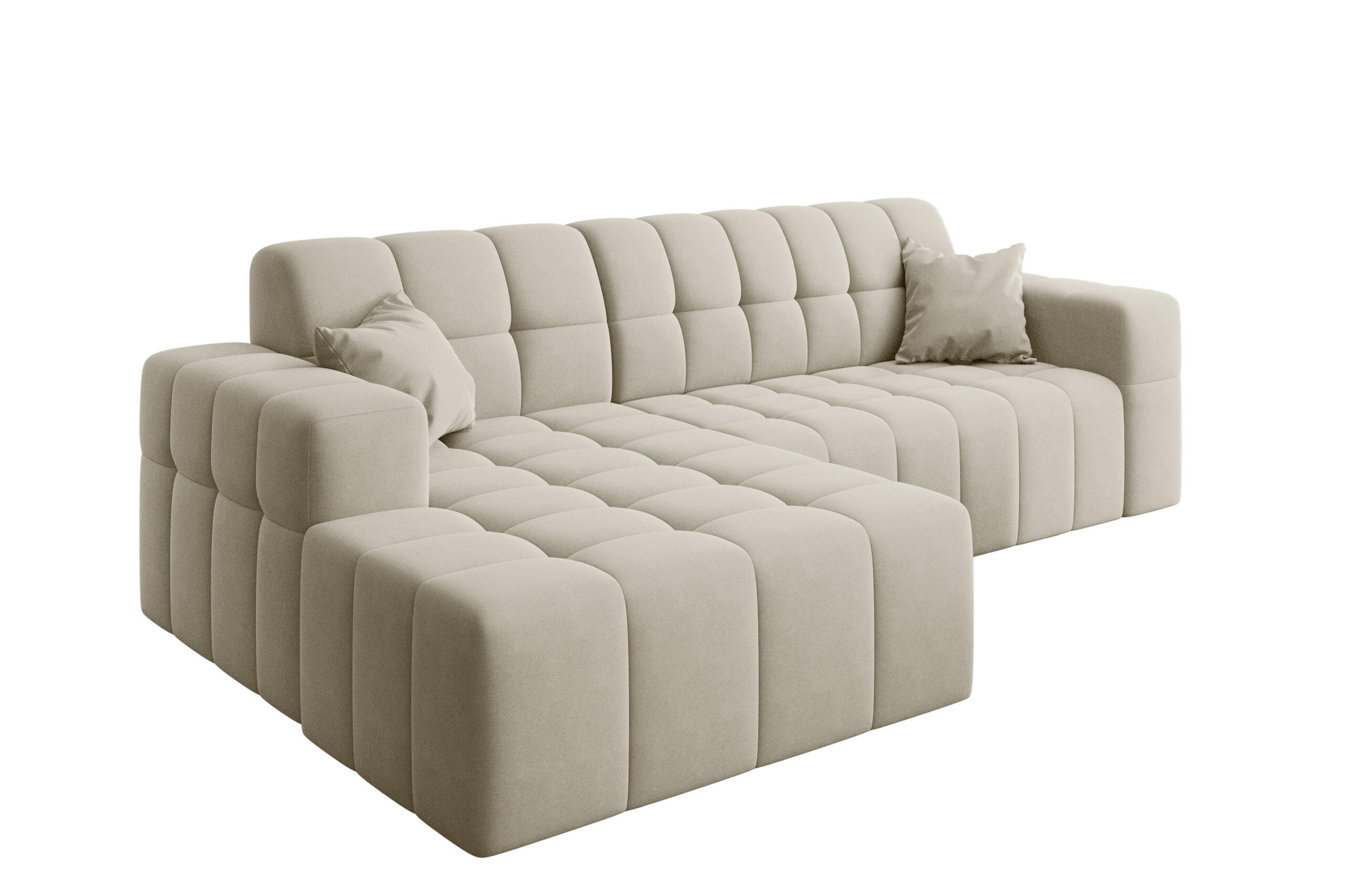 ECKSOFA L-förmiges Nimes Velours Stoff Ecru Links - Ecru, Holz/Kunststoff (168/265cm) - Kaiser Möbel