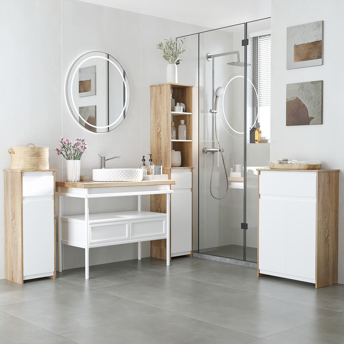 MIDISCHRANK DE-12540 60/30/90 cm Weiß - Weiß, Holzwerkstoff (30/90/60cm) - ComfortXL