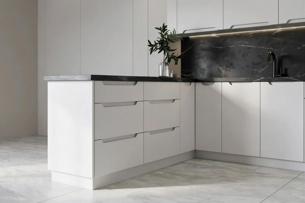 KÜCHENZEILE - KS27-G390x260 – Zivora - Komfort und Design perfekt vereint - Weiß, Holz (390/213.3/260cm) - ROYAL24_MARKT