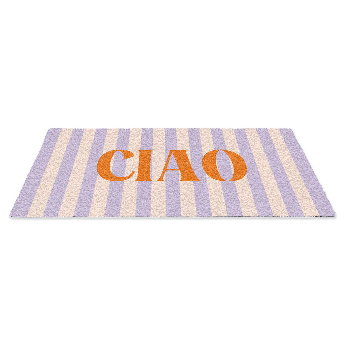 FUSSMATTE Ciao - Zitat - Pastell - Streifen 60x40 cm - Flieder, Kunststoff (60/0.4cm) - MuchoWow