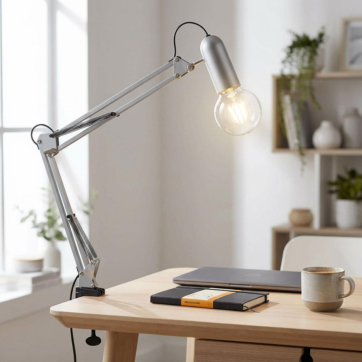 TISCHLEUCHTE Klemmleuchte Silber verstellbar - Silberfarben, Metall (82/71/76cm)