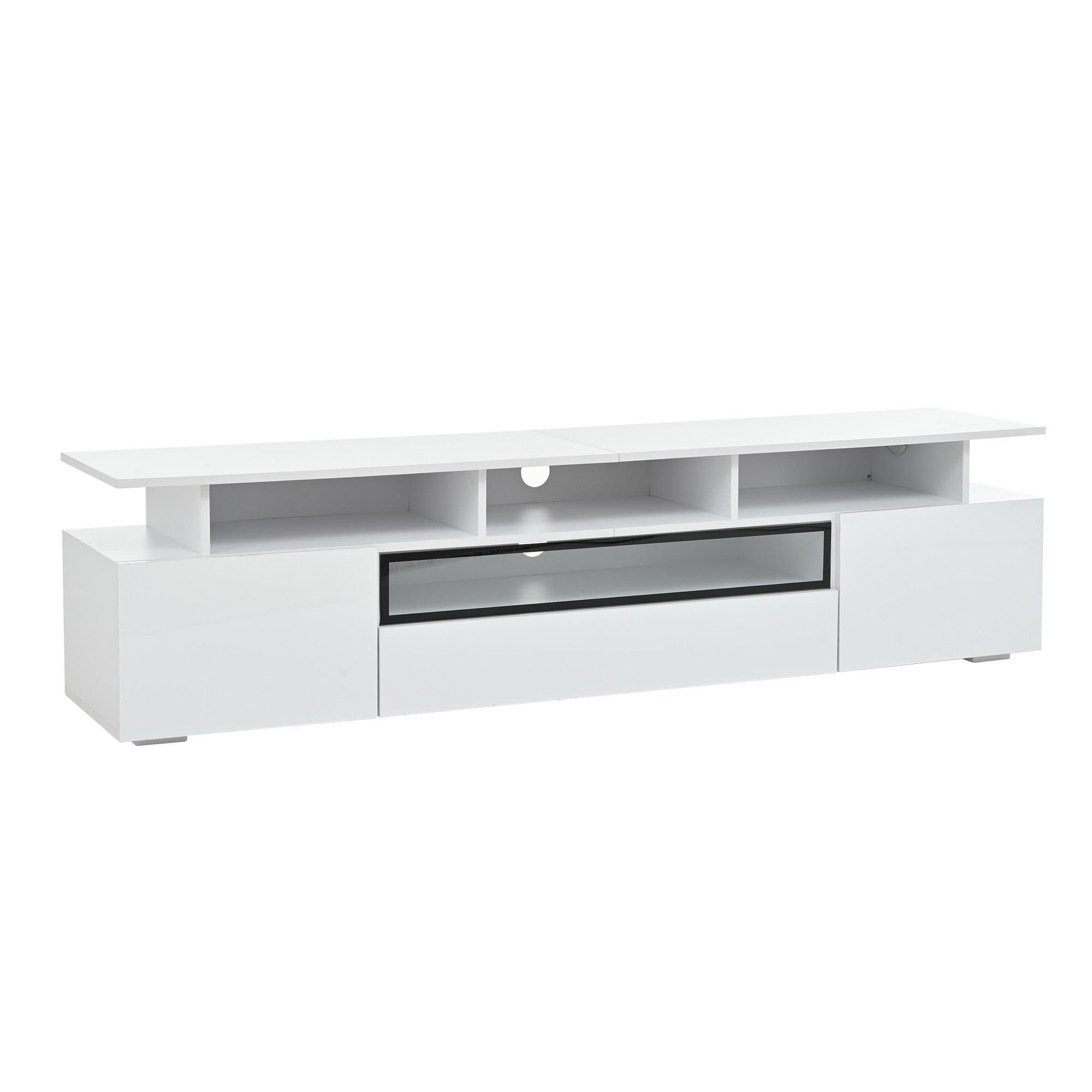 LOWBOARD DE-40367 2 Schränke und 1 Schublade mit LED Weiß - Weiß, Holzwerkstoff (180/45/38cm) - ComfortXL