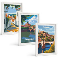 BILDER SET 3er Set - 40x60 cm Weißer Rahmen - Retro-Stadtgrafiken - Weiß, Kunststoff (40/60cm) - TULUP