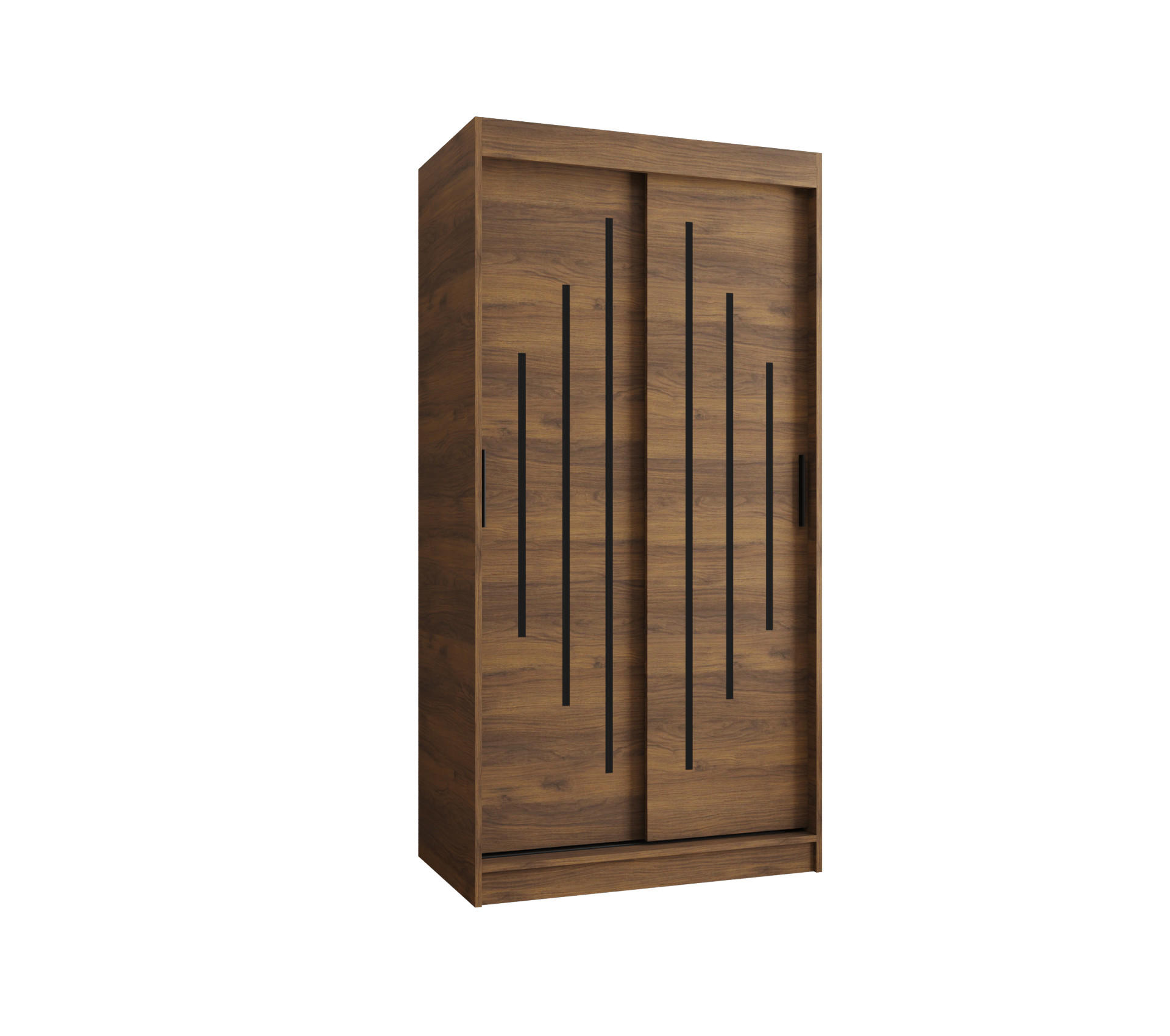 OMARA Z DRSNIMI VRATI IN LETVICAMI 200/100/62 2-vratna - črna/rjava, umetna masa/les (100/200/62cm)