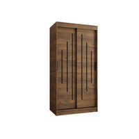 OMARA Z DRSNIMI VRATI IN LETVICAMI 200/100/62 2-vratna - črna/rjava, umetna masa/les (100/200/62cm)