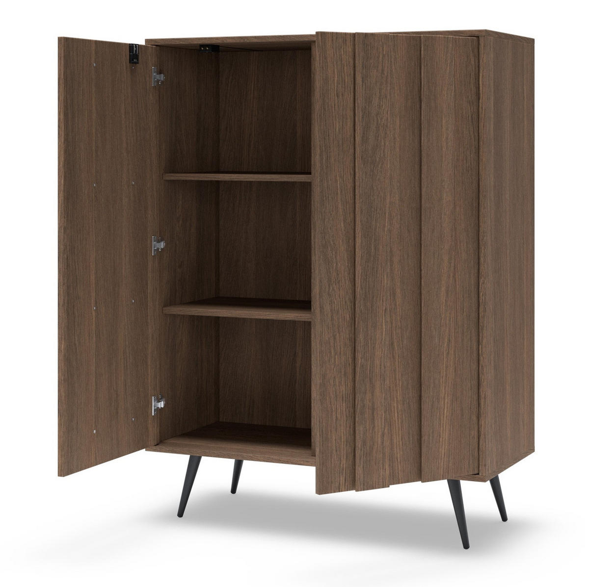 KOMMODE mit LED Resta, 94 cm, Mettalbeine, Eiche Dunin - Eichefarben/Schwarz, Holz/Metall (94/126/40cm) - Emporius