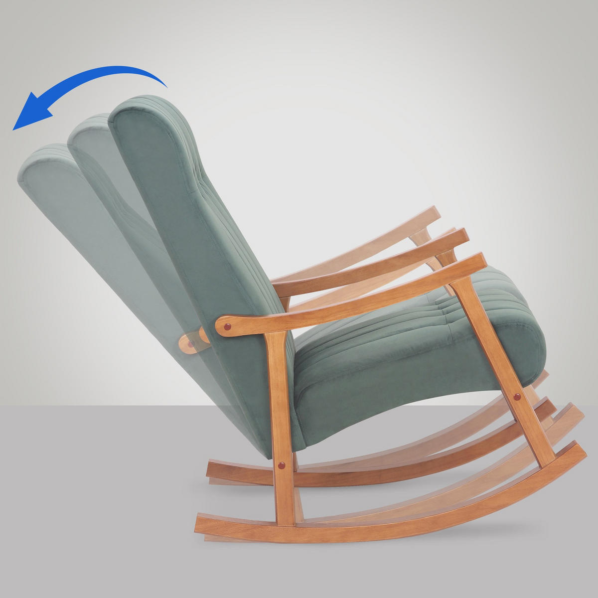 SCHAUKELSTUHL Samt Walnuss/Grün - Walnussfarben/Grün, Holz/Textil (62/98/92cm) - CLP