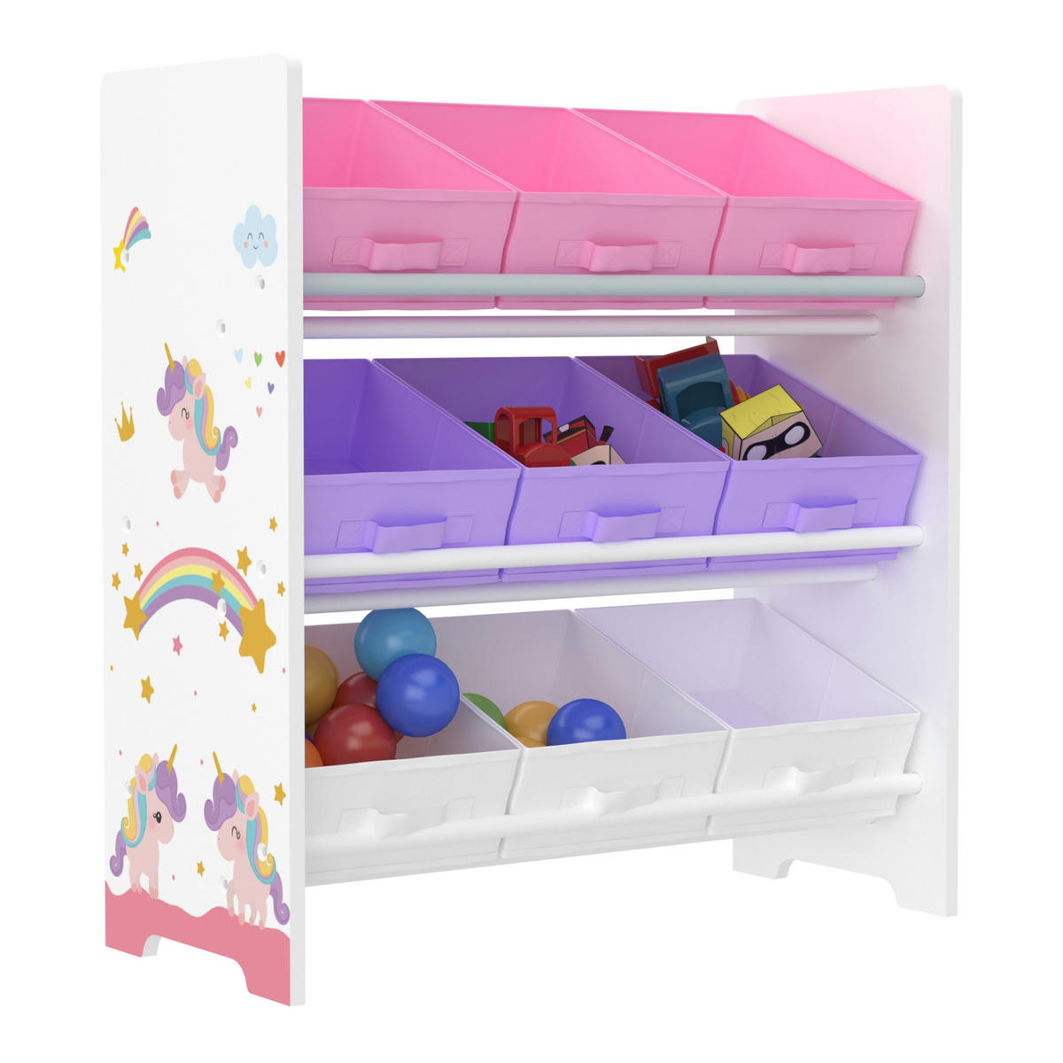 KINDERREGAL Boiro - Lila/Weiß, Holzwerkstoff/Textil (62/59.5/29.5cm) - [en.casa]