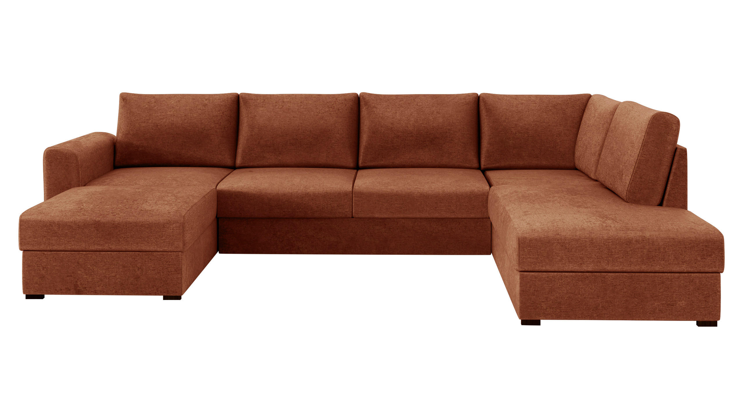 WOHNLANDSCHAFT Wilma, Seite: Rechts - Schwarz/Orange, Holz/Textil (305/85/188cm) - MIRJAN24