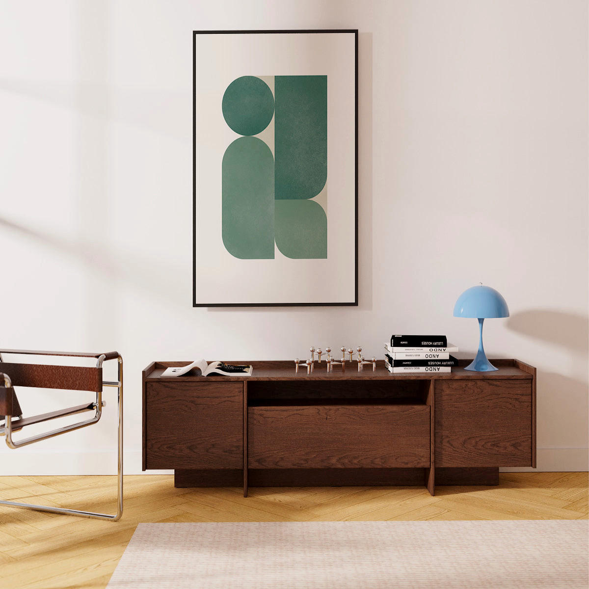 TV-MÖBEL Japandi Dunkles Holz - Braun, Holzwerkstoff (175/57/38cm) - Petits-meubles
