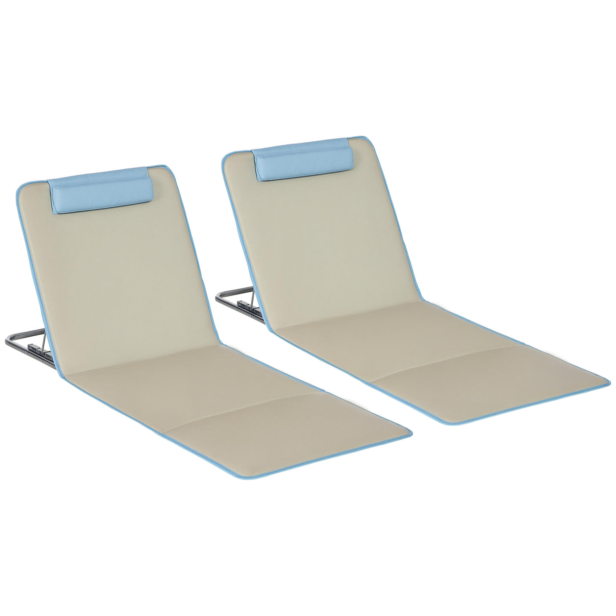 SONNENLIEGE 2er-Set Strandmatte verstellbar faltbar 124L x 53B x 37-50H cm ,Beige - Beige, Metall (53/35/124cm) - Vallsero