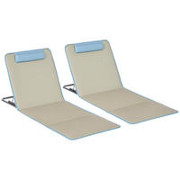STRANDMATTE, 2er-Set, Beige, verstellbar und faltbar, 124L x 53B x 37-50H cm - Weiß, Metall (124/35/53cm) - Vallsero