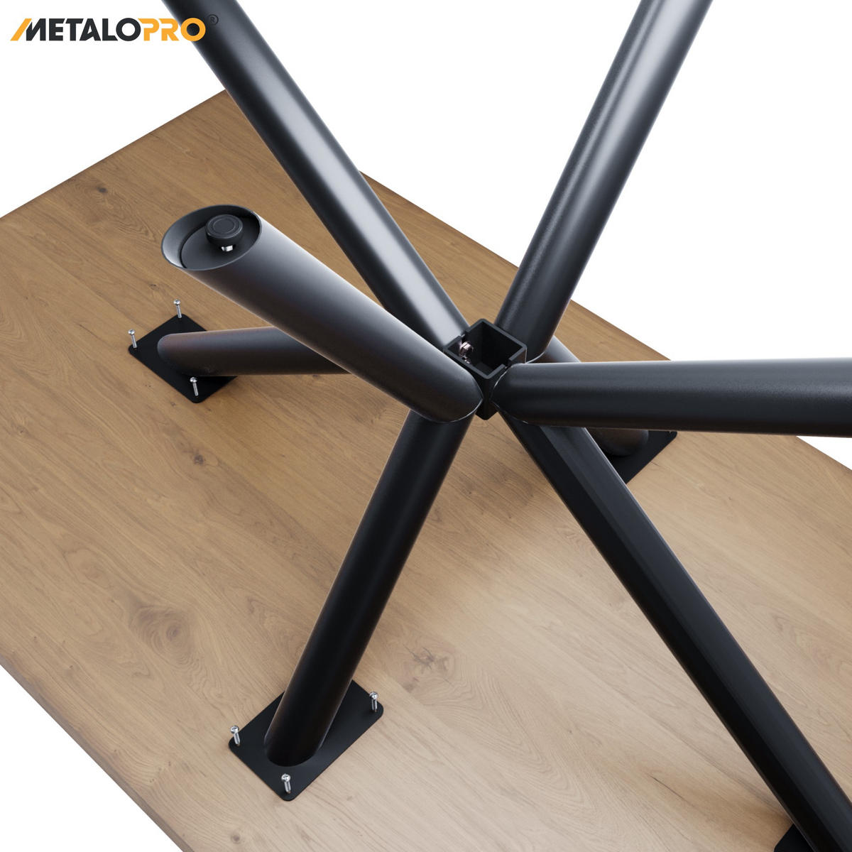 TISCHBEINE Acamar Pipe Metall Schwarz 140/70/72 cm - Schwarz, Metall (70/72/140cm) - Metalo Pro
