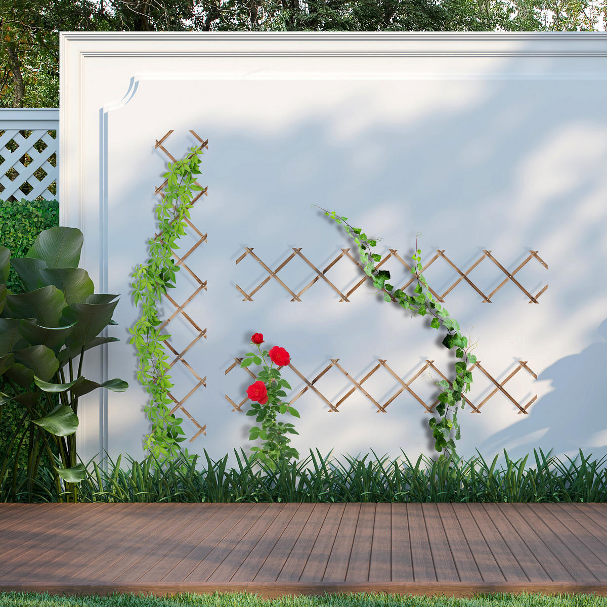 3XREŠETKE - višebojno, drvo (30/180/1cm) - Relaxdays