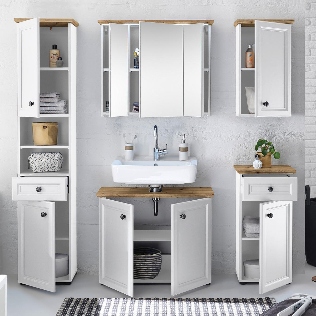 WASCHBECKENUNTERSCHRANK - Weiß, Holzwerkstoff (84/67/32cm) - home24