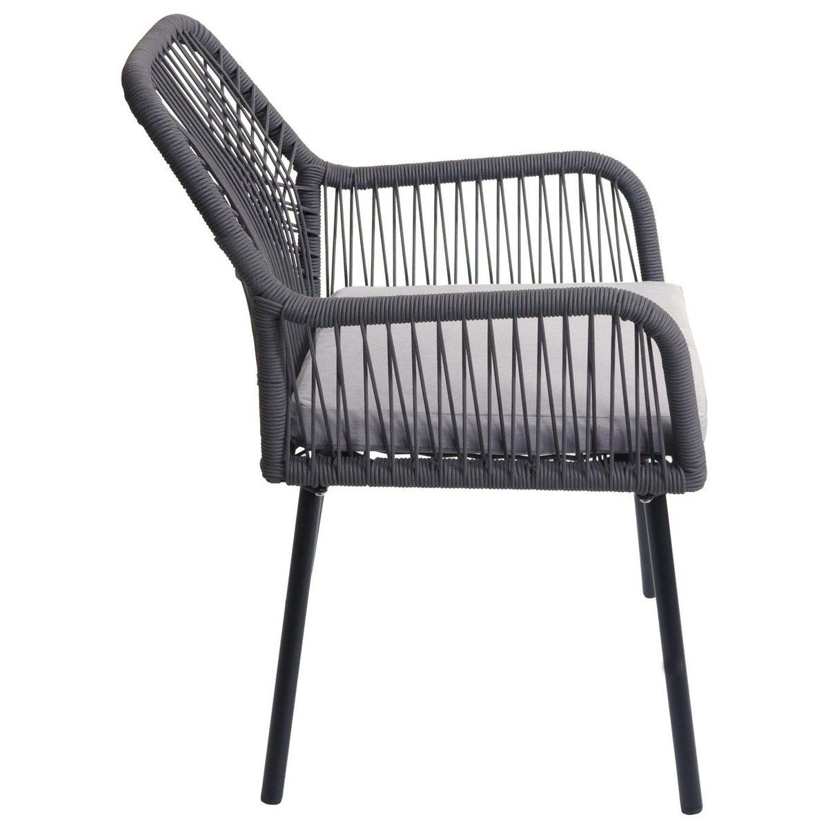 GARTENSTUHL 2er-Set 81x54x62cm Aluminium Seilgeflecht Rope Anthrazit - Anthrazit, Metall (54/81/62cm) - PROREGAL