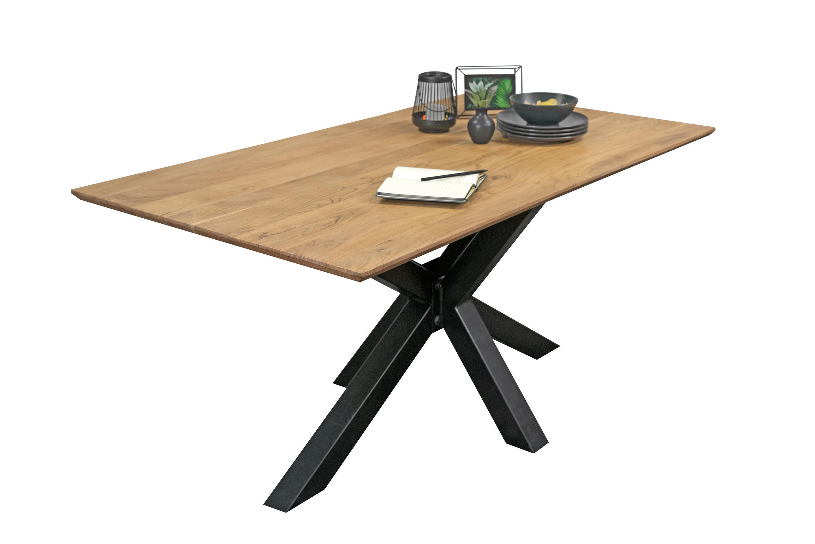 ESSTISCH ABBY - Beige/Schwarz, Holz/Metall (80/120/77cm) - SAM